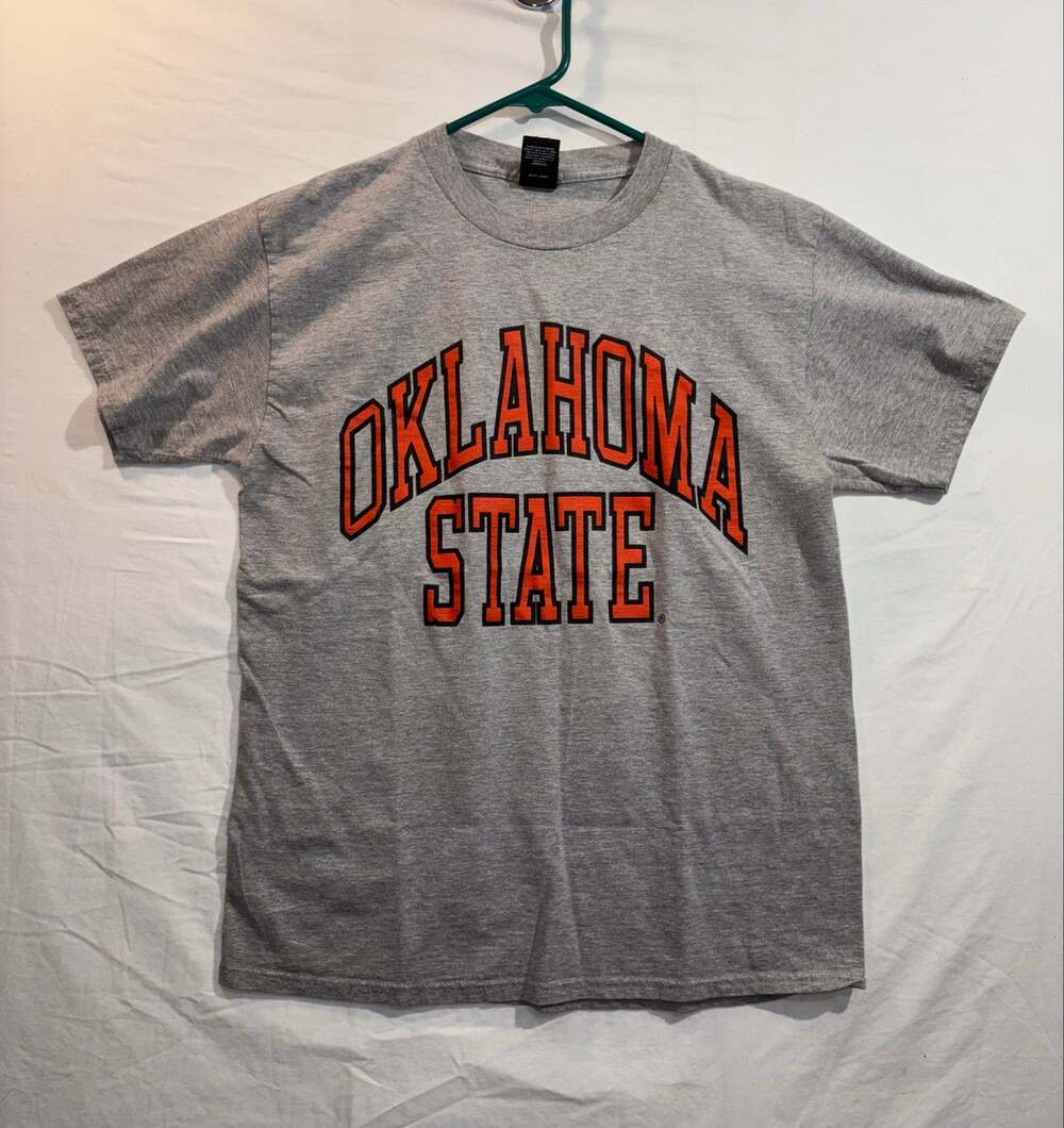 Oklahoma State Cowboys Hanes Beefy-T Gray Orange Black Graphic T-Shirt Medium